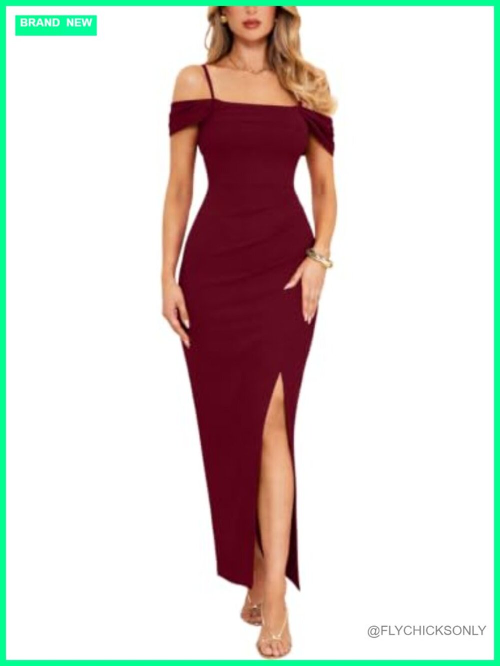 Off Shoulder Bodycon Maxi Dress Ruched Side Slit Formal Cocktail Wedding Guest